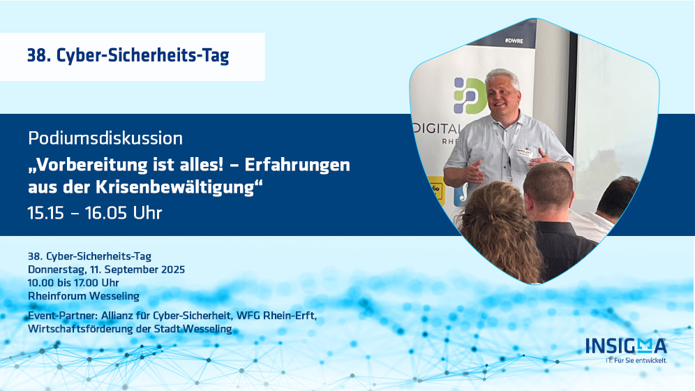 Ankündigungsbild zum 38. Cyber-Sicherheits-Tag mit INSIGMA