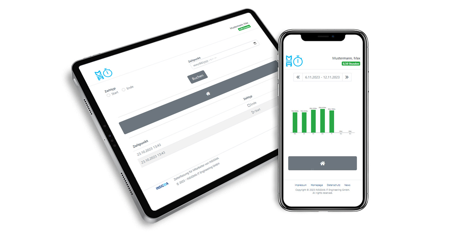 MIA® HORAtech MIA® HORAtech dargestellt auf einem Tablet und einem Smartphone