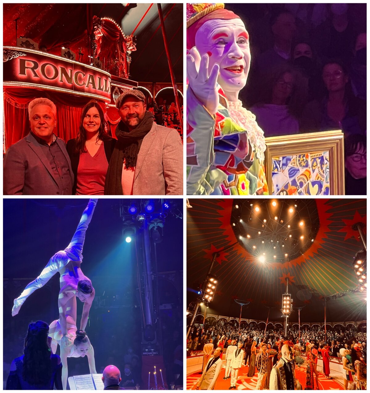Eine Collage zeigt Impressionen des Besuches bei All for Art for All des Circus Roncalli